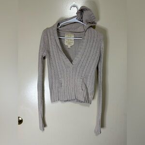 Vintage Hollister V-Neck Cable Knit Sweater - Cream